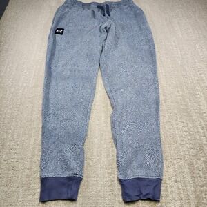Under Armour Joggers Men Large Tall Rival Fleece Printed Cotton Blend Blue Pants